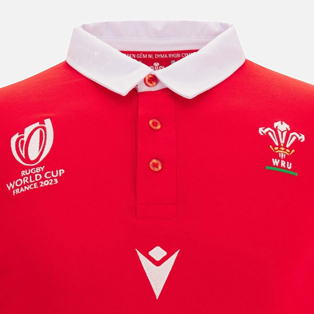 Macron Adults Wales WRU RWC 2023 L/S Cotton Jersey 