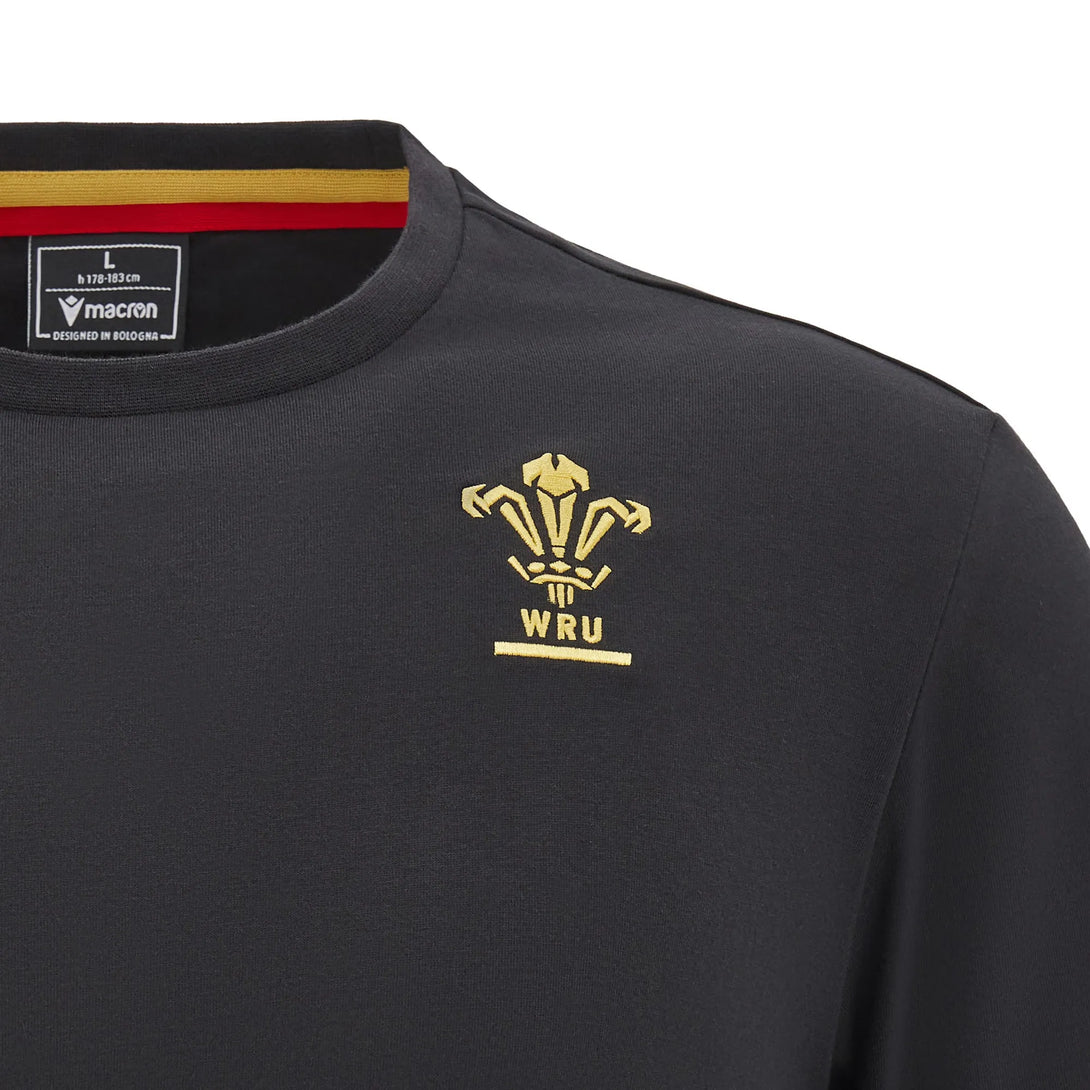 Macron Wales WRU 2024/25 Six Nations Adults Travel Cotton Rugby T-Shirt 