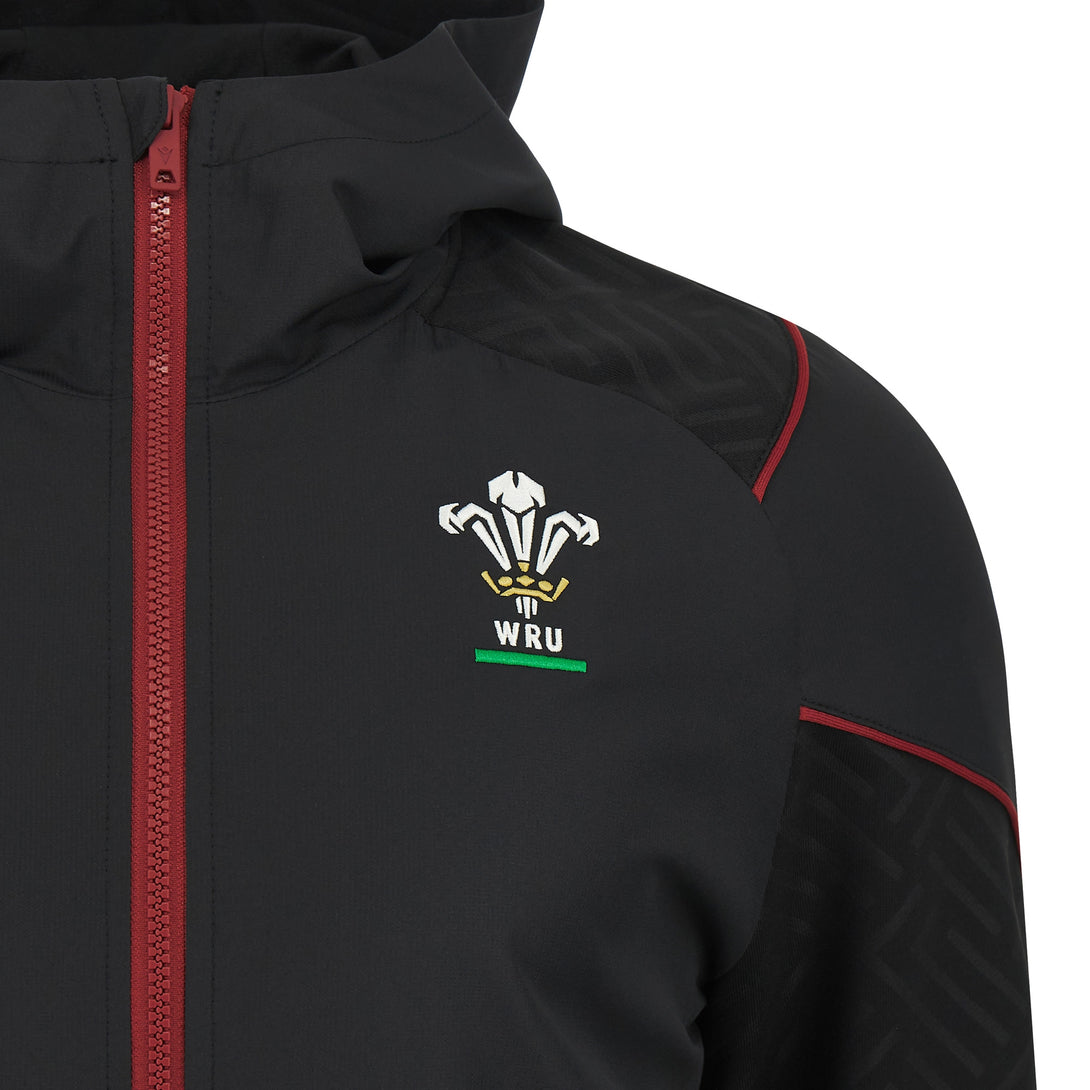 Macron Wales Rugby WRU 2024 Kids Travel Full Zip Hoody