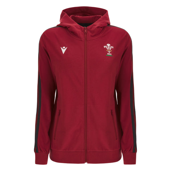 Macron Wales Rugby WRU 2024 Womens Travel Full Zip Hoody