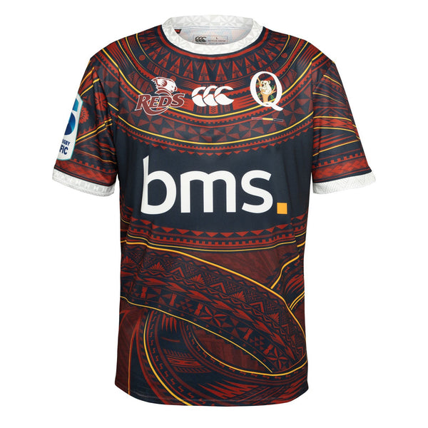 Canterbury Queensland Reds Super Rugby Pacific Mens Pasifika Warm Up Top