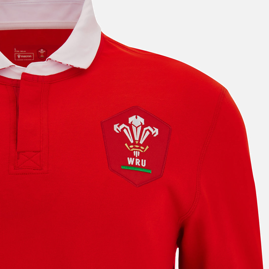 Macron Wales Mens WRU 23/24 6 Nations Cotton Home Rugby Shirt