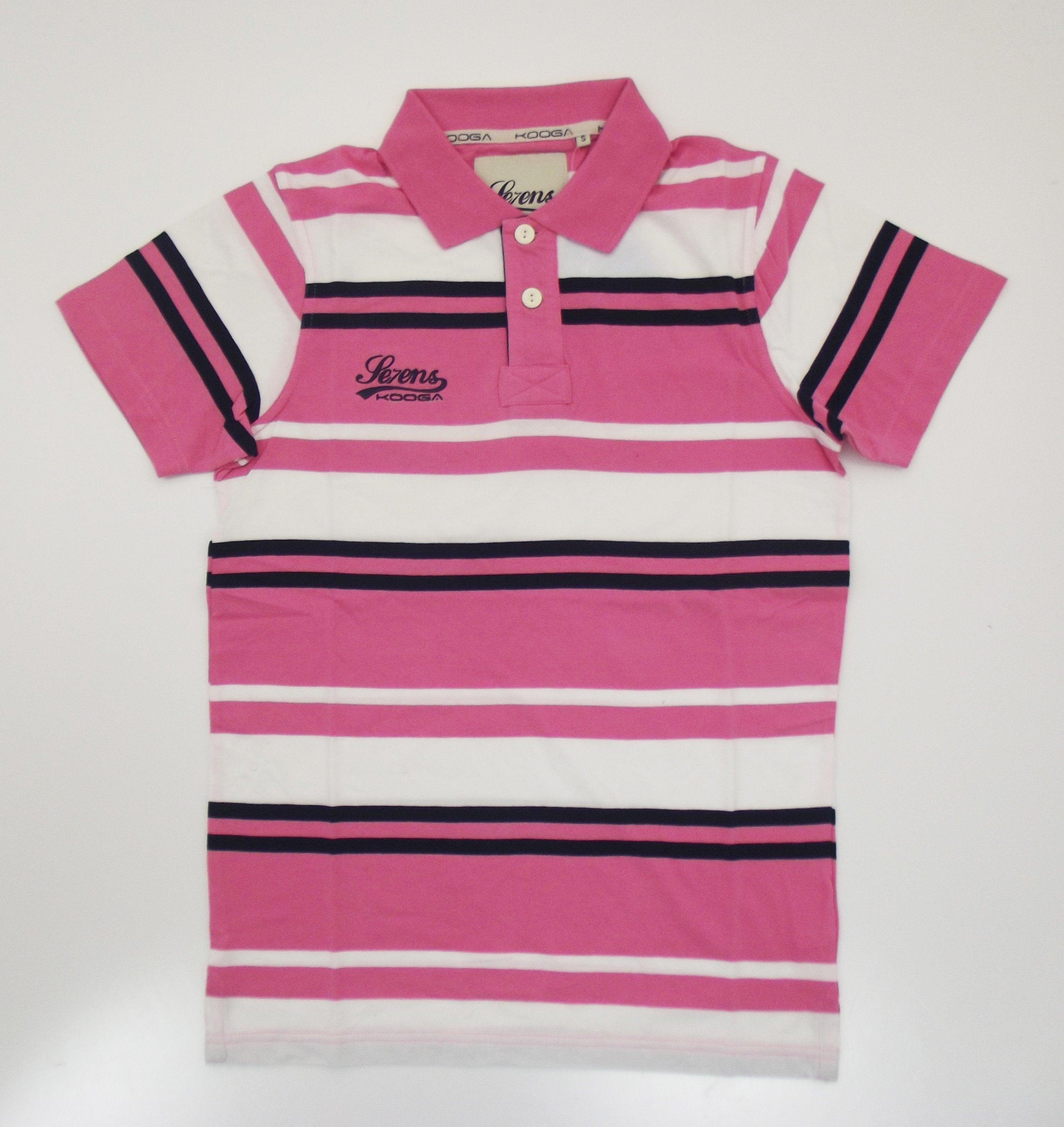 Kooga Se7ens Adults SS14 Pink Black White Polo Shirt Rugby Heaven