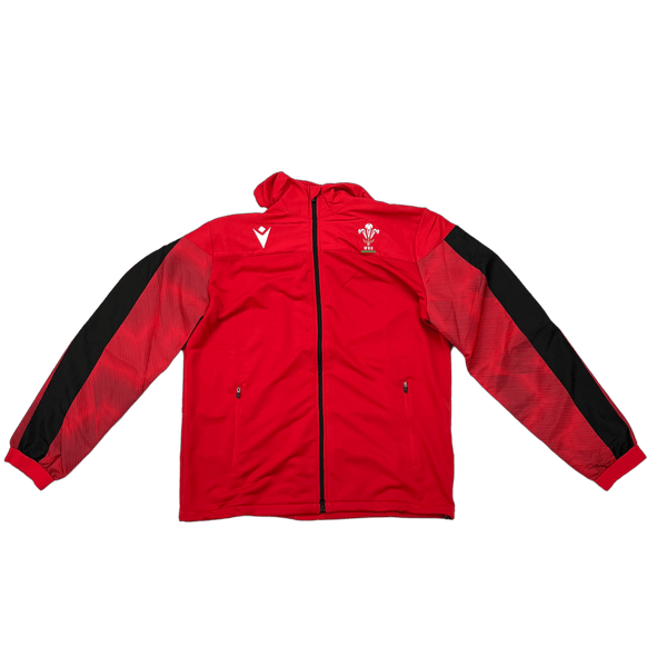 Macron Wales WRU 20 Mens Travel Player Full Zip Hooded Sweatshirt