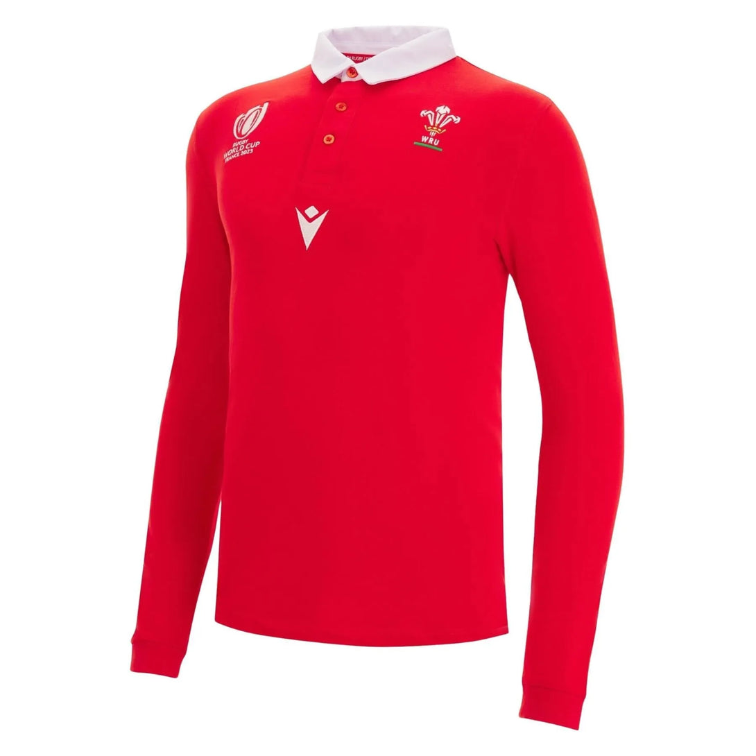 Macron Adults Wales WRU RWC 2023 L/S Cotton Jersey 