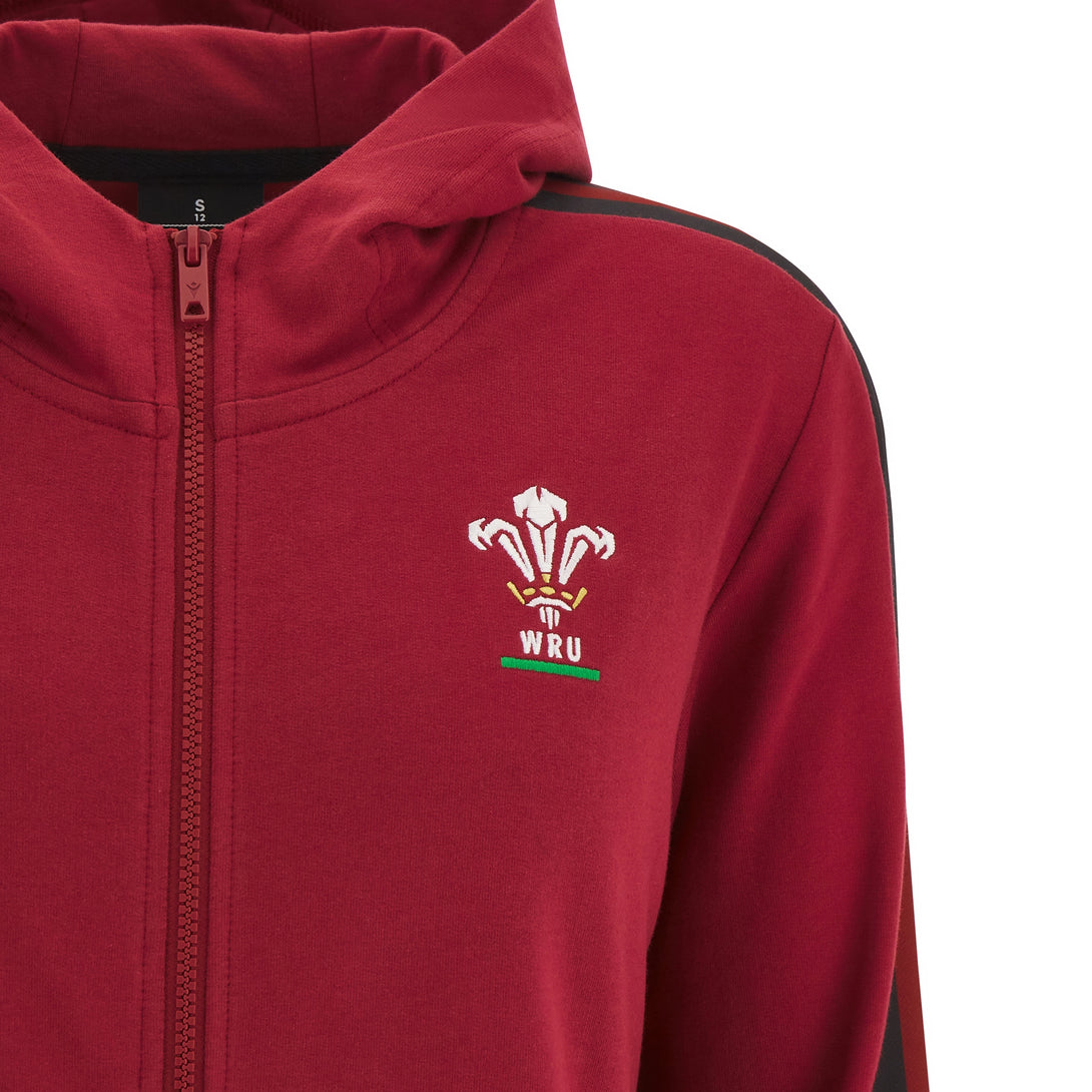 Macron Wales Rugby WRU 2024 Womens Travel Full Zip Hoody