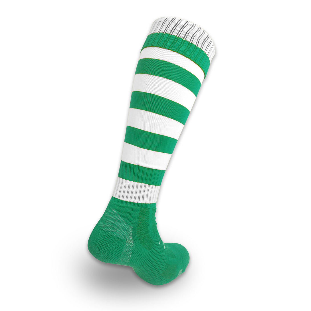 Precision Training Adults Hooped Green & White Socks